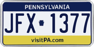 PA license plate JFX1377
