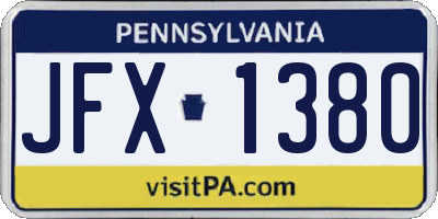 PA license plate JFX1380