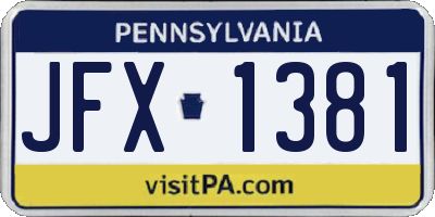 PA license plate JFX1381