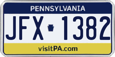 PA license plate JFX1382