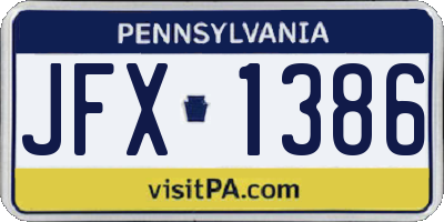 PA license plate JFX1386