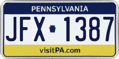 PA license plate JFX1387