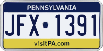 PA license plate JFX1391