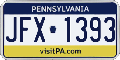 PA license plate JFX1393