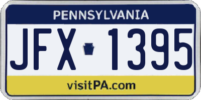 PA license plate JFX1395