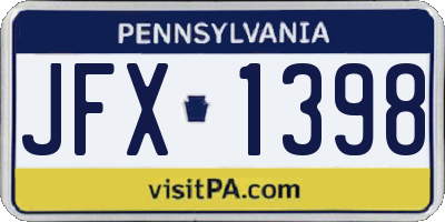 PA license plate JFX1398