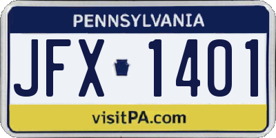 PA license plate JFX1401