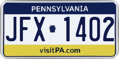 PA license plate JFX1402