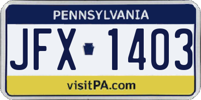 PA license plate JFX1403