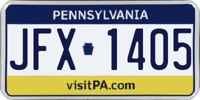 PA license plate JFX1405