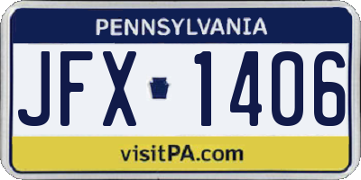 PA license plate JFX1406