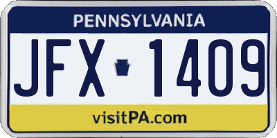 PA license plate JFX1409
