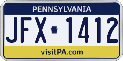 PA license plate JFX1412