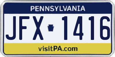 PA license plate JFX1416