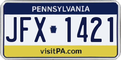 PA license plate JFX1421