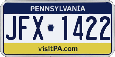 PA license plate JFX1422