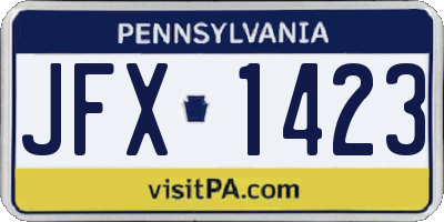 PA license plate JFX1423