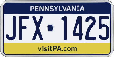 PA license plate JFX1425
