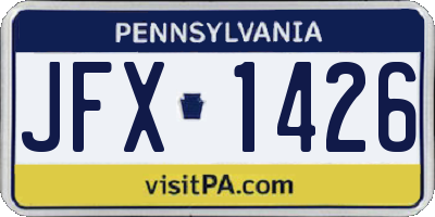 PA license plate JFX1426