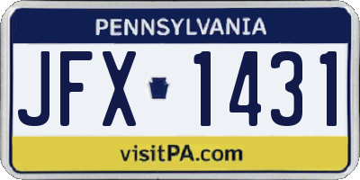 PA license plate JFX1431