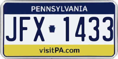 PA license plate JFX1433