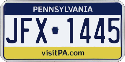 PA license plate JFX1445