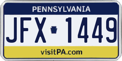 PA license plate JFX1449