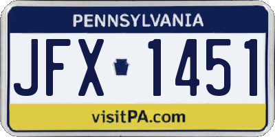PA license plate JFX1451