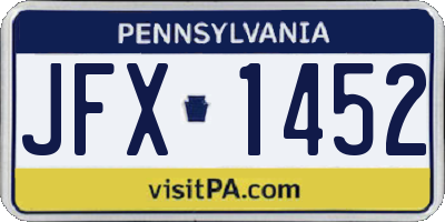 PA license plate JFX1452