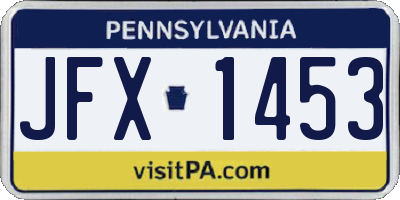PA license plate JFX1453
