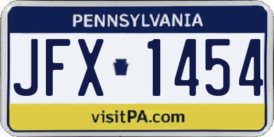 PA license plate JFX1454