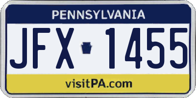 PA license plate JFX1455