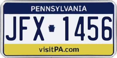 PA license plate JFX1456
