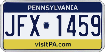 PA license plate JFX1459