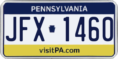 PA license plate JFX1460