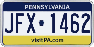 PA license plate JFX1462