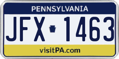 PA license plate JFX1463