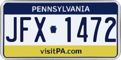 PA license plate JFX1472