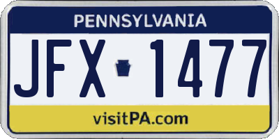 PA license plate JFX1477