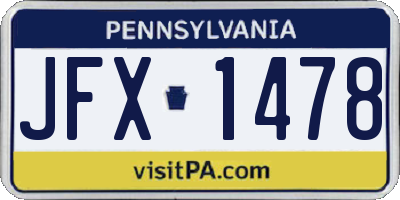 PA license plate JFX1478
