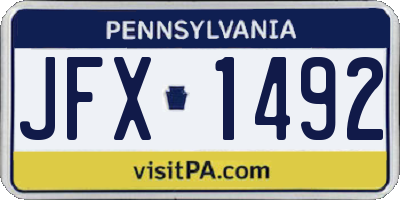 PA license plate JFX1492