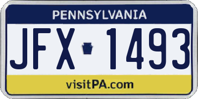 PA license plate JFX1493