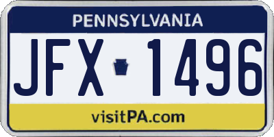 PA license plate JFX1496