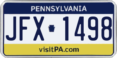 PA license plate JFX1498