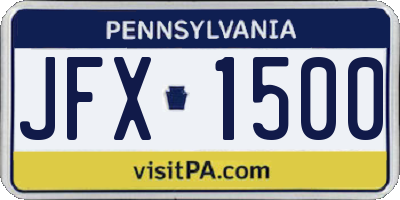 PA license plate JFX1500