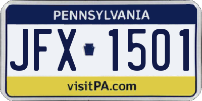 PA license plate JFX1501