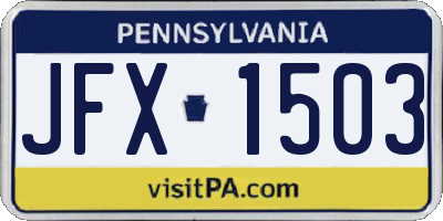 PA license plate JFX1503