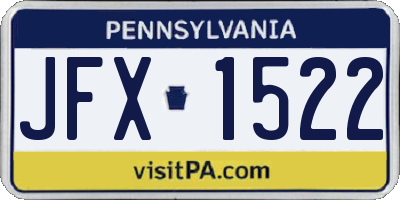 PA license plate JFX1522