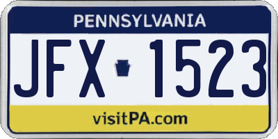 PA license plate JFX1523