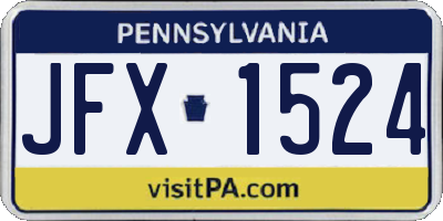 PA license plate JFX1524
